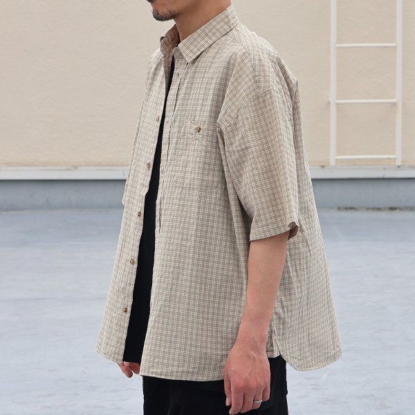 画像5: 播州織 ドビーミニチェック レギュラーカラー ボクシーAライン ハーフスリーブ ワーク シャツ【MADE IN JAPAN】『日本製』/ Upscape Audience