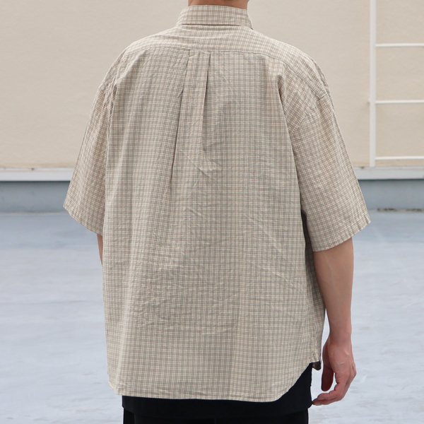 画像6: 播州織 ドビーミニチェック レギュラーカラー ボクシーAライン ハーフスリーブ ワーク シャツ【MADE IN JAPAN】『日本製』/ Upscape Audience