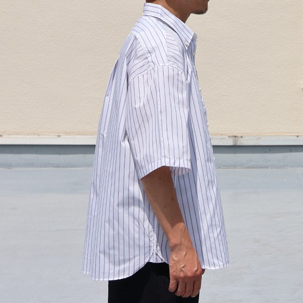 画像6: 吸水速乾・接触冷感・UVカット「多機能TECH 」 コットンライク ストライプ ボタンダウン ボクシーAライン ハーフスリーブシャツ【MADE IN JAPAN】『日本製』/ Upscape Audience