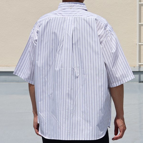 画像7: 吸水速乾・接触冷感・UVカット「多機能TECH 」 コットンライク ストライプ ボタンダウン ボクシーAライン ハーフスリーブシャツ【MADE IN JAPAN】『日本製』/ Upscape Audience