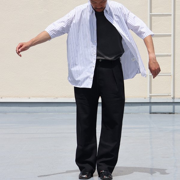 画像8: 吸水速乾・接触冷感・UVカット「多機能TECH 」 コットンライク ストライプ ボタンダウン ボクシーAライン ハーフスリーブシャツ【MADE IN JAPAN】『日本製』/ Upscape Audience
