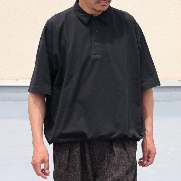 画像2: ピグメント 米綿 (USAコットン) 16/-天竺 ( 8.45オンス) ハーフスリーブ ドローコード バルーン ポロシャツ / Audience
