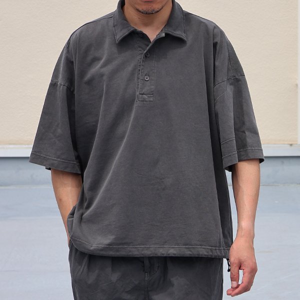 画像3: ピグメント 米綿 (USAコットン) 16/-天竺 ( 8.45オンス) ハーフスリーブ ドローコード バルーン ポロシャツ / Audience