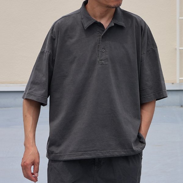 画像4: ピグメント 米綿 (USAコットン) 16/-天竺 ( 8.45オンス) ハーフスリーブ ドローコード バルーン ポロシャツ / Audience