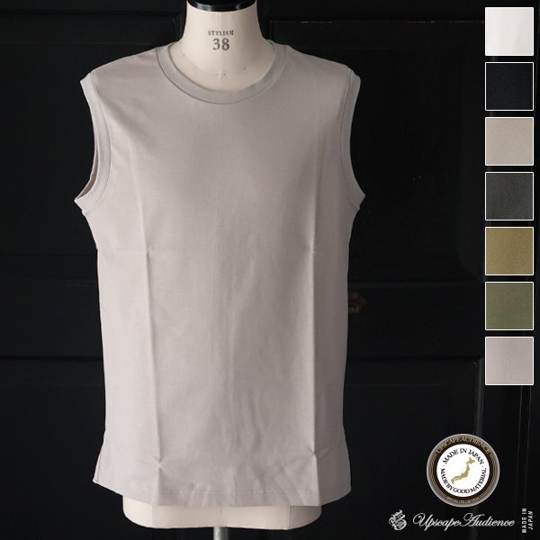 画像1: VORTEX 8オンス（MVS天竺）サイドスリット ノースリーブ Tシャツ【MADE IN JAPAN】『日本製』/ Upscape Audience