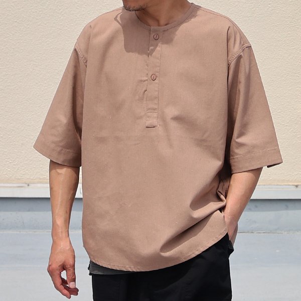 画像7: 綿麻ビンテージキャンバス スリーピング ヘンリー ハーフスリーブシャツ / Audience