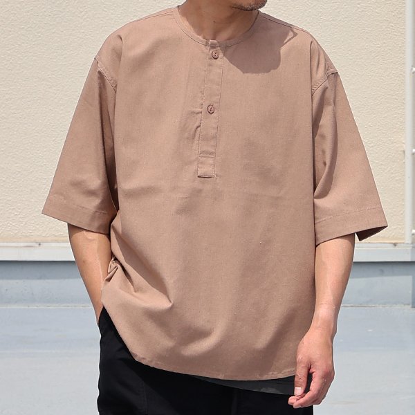 画像4: 綿麻ビンテージキャンバス スリーピング ヘンリー ハーフスリーブシャツ / Audience