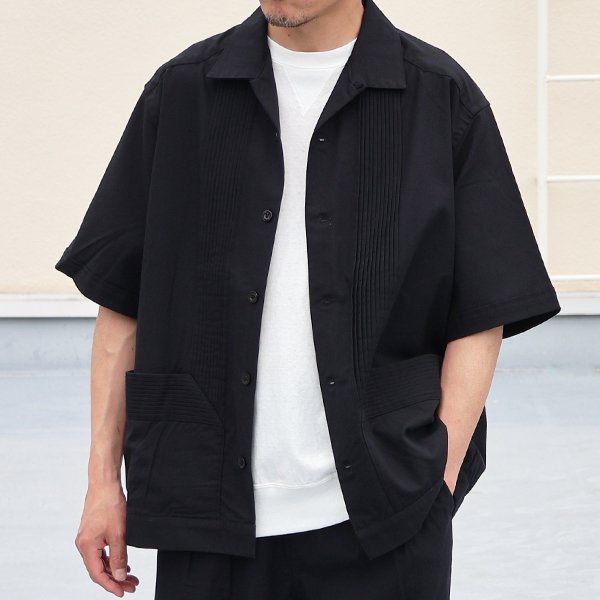 画像3: 綿麻ビンテージキャンバス ピンタック ハーフスリーブ オープンカラーシャツ / Audience