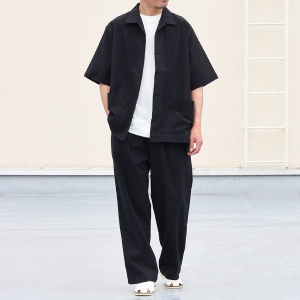 画像6: 綿麻ビンテージキャンバス ピンタック ハーフスリーブ オープンカラーシャツ / Audience