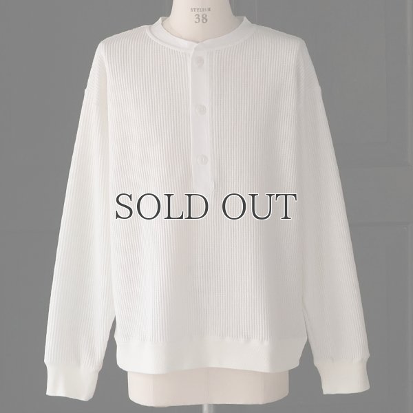 画像2: ウールビッグワッフル 布帛ヘンリーネック ニットソー【MADE IN JAPAN】『日本製』 / Upscape Audience