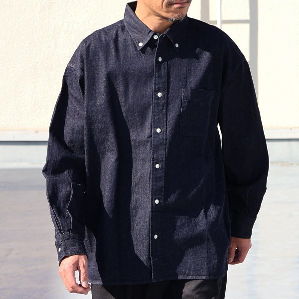 画像2: 「備後」 8オンス ムラデニム 釦ダウン ボク シーAライン 長袖シャツ【MADE IN JAPAN】『日本製』/ Upscape Audience