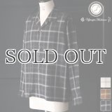 「西脇」 レーヨン オンブレチェック オープンカラー 長袖シャツ【MADE IN JAPAN】『日本製』/ Upscape Audience
