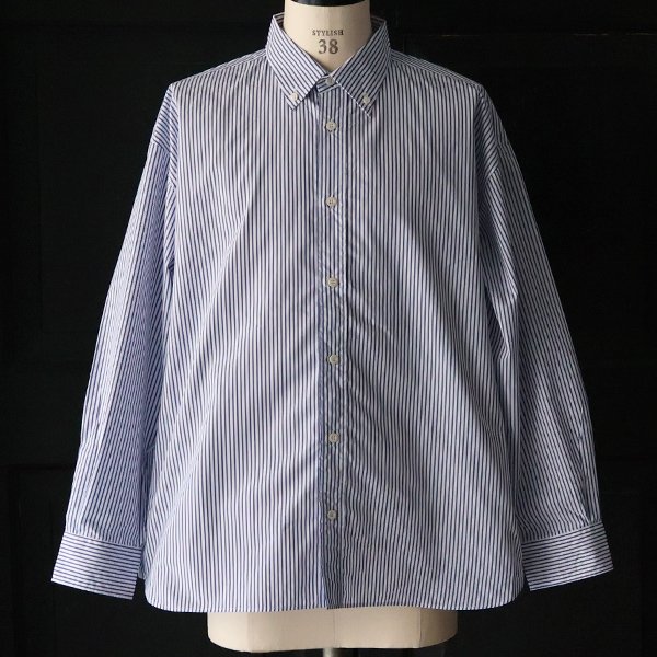 画像8: 吸水速乾・接触冷感・UVカット「多機能TECH 」 コットンライク ストライプ ボタンダウン ボクシーAライン 長袖シャツ【MADE IN JAPAN】『日本製』/ Upscape Audience