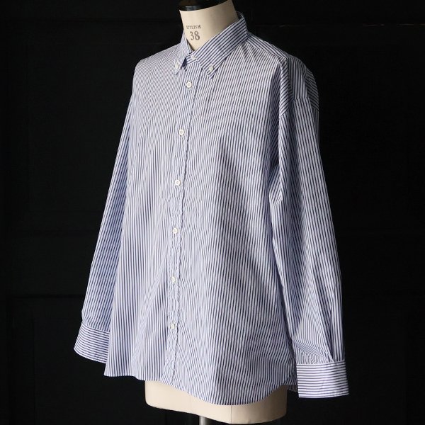 画像9: 吸水速乾・接触冷感・UVカット「多機能TECH 」 コットンライク ストライプ ボタンダウン ボクシーAライン 長袖シャツ【MADE IN JAPAN】『日本製』/ Upscape Audience