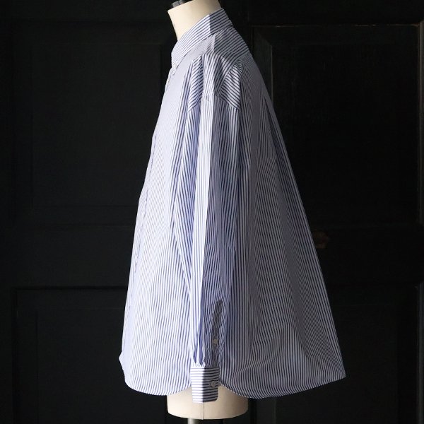 画像10: 吸水速乾・接触冷感・UVカット「多機能TECH 」 コットンライク ストライプ ボタンダウン ボクシーAライン 長袖シャツ【MADE IN JAPAN】『日本製』/ Upscape Audience