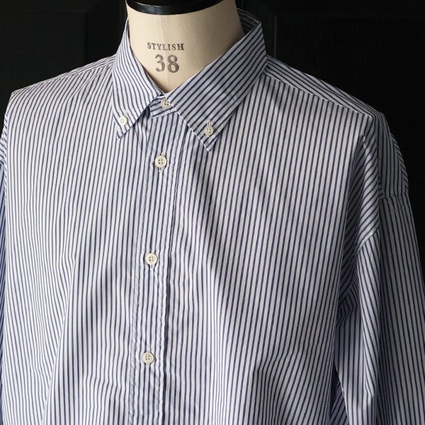 画像13: 吸水速乾・接触冷感・UVカット「多機能TECH 」 コットンライク ストライプ ボタンダウン ボクシーAライン 長袖シャツ【MADE IN JAPAN】『日本製』/ Upscape Audience