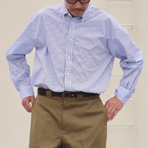 画像3: 吸水速乾・接触冷感・UVカット「多機能TECH 」 コットンライク ストライプ ボタンダウン ボクシーAライン 長袖シャツ【MADE IN JAPAN】『日本製』/ Upscape Audience（一部ご予約・8月下旬頃）