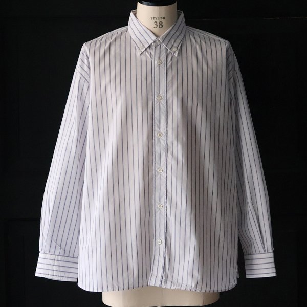 画像4: 吸水速乾・接触冷感・UVカット「多機能TECH 」 コットンライク ストライプ ボタンダウン ボクシーAライン 長袖シャツ【MADE IN JAPAN】『日本製』/ Upscape Audience