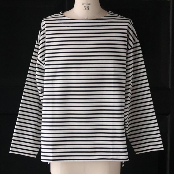 画像10: 透湿・UVカット「多機能COTTON」 引揃ハイゲージ天竺 & ボーダー (7オンス) ボートネック 長袖 Tシャツ【MADE IN JAPAN】『日本製』/ Upscape Audience