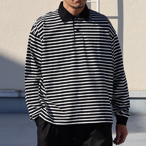 画像3: 透湿・UVカット「多機能COTTON」 引揃ハイゲージ天竺 & ボーダー (7オンス) ラグビーポロ 長袖 Tシャツ【MADE IN JAPAN】『日本製』/ Upscape Audience