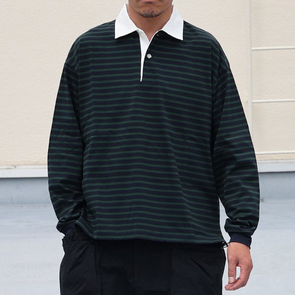 画像6: 透湿・UVカット「多機能COTTON」 引揃ハイゲージ天竺 & ボーダー (7オンス) ラグビーポロ 長袖 Tシャツ【MADE IN JAPAN】『日本製』/ Upscape Audience