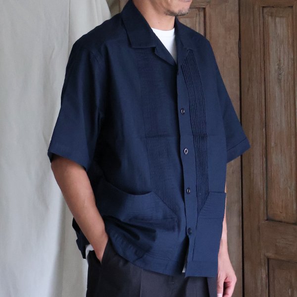 画像2: 綿麻キャンバス ハーフスリーブ オープンカラー キューバシャツ / Audience