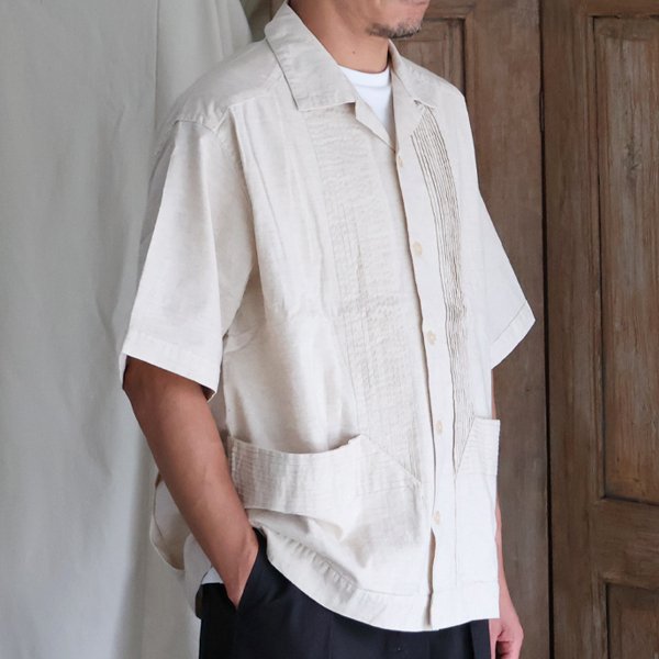 画像11: 綿麻キャンバス ハーフスリーブ オープンカラー キューバシャツ / Audience