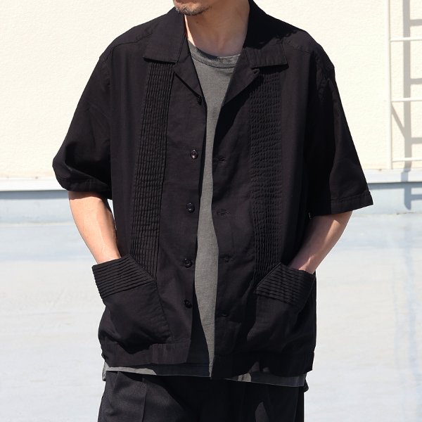 画像2: 綿麻キャンバス ハーフスリーブ オープンカラー キューバシャツ / Audience