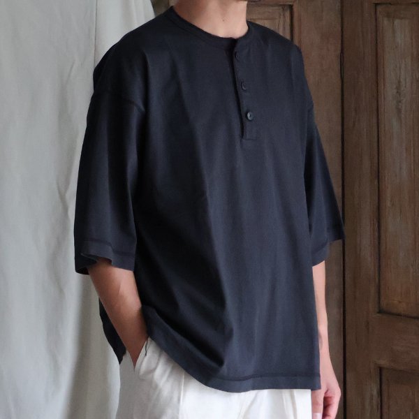 画像2: ピグメント 米綿 (USAコットン) 16/-天竺 ( 8.45オンス) 3ボタン ヘンリーネック Tシャツ / Audience