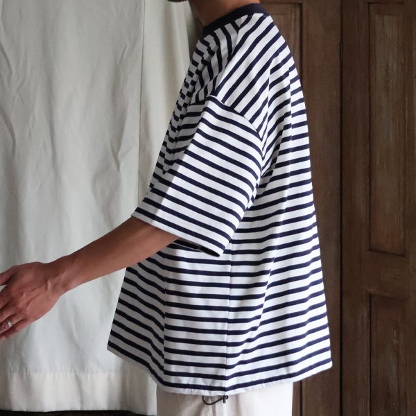 画像4: VORTEX 8オンス (MVS天竺) ボーダー ハーフスリーブ ドローコード バルーン Tシャツ【MADE IN JAPAN】『日本製』/ Upscape Audience