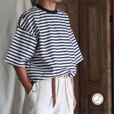 VORTEX 8オンス (MVS天竺) ボーダー ハーフスリーブ ドローコード バルーン Tシャツ【MADE IN JAPAN】『日本製』/ Upscape Audience