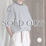 VORTEX 8オンス (MVS天竺) ボーダー ハーフスリーブ ドローコード バルーン Tシャツ【MADE IN JAPAN】『日本製』/ Upscape Audience