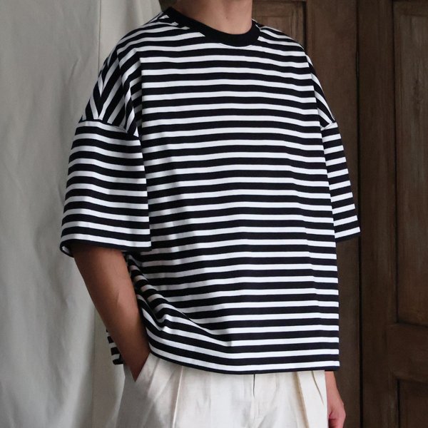 画像10: VORTEX 8オンス（MVS天竺) ボーダー クルーネック ハーフスリーブ クロップドTEE【MADE IN JAPAN】『日本製』/ Upscape Audience