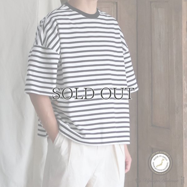 画像1: VORTEX 8オンス（MVS天竺) ボーダー クルーネック ハーフスリーブ クロップドTEE【MADE IN JAPAN】『日本製』/ Upscape Audience