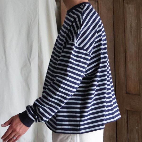 画像4: VORTEX 8オンス（MVS天竺）ボーダークルーネッククロップド 長袖 Tシャツ【MADE IN JAPAN】『日本製』/ Upscape Audience