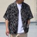 画像3: 「丹後」 ライトアムンゼン(梨地) 捺染 モノトーンフラワー “マシンプリント” オープンカラー ハーフスリーブシャツ【MADE IN JAPAN】『日本製』/ Upscape Audience (3)