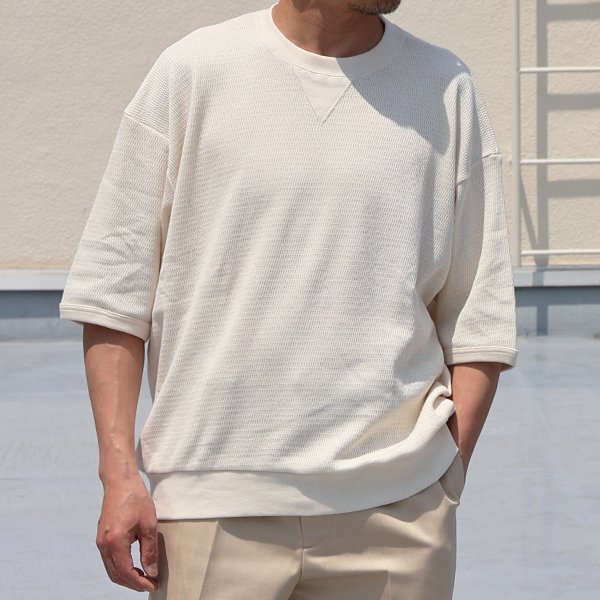 画像2: 「泉州」ハニカムサマーニット（7.45オンス）ガゼットクルーネック ハーフスリーブ スウェットライクTシャツ【MADE IN JAPAN】『日本製』 / Upscape Audience