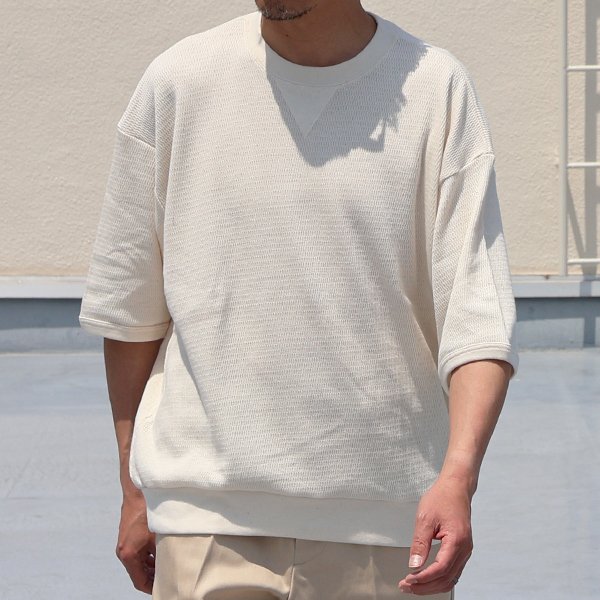 画像3: 「泉州」ハニカムサマーニット（7.45オンス）ガゼットクルーネック ハーフスリーブ スウェットライクTシャツ【MADE IN JAPAN】『日本製』 / Upscape Audience