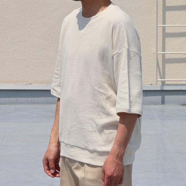 画像5: 「泉州」ハニカムサマーニット（7.45オンス）ガゼットクルーネック ハーフスリーブ スウェットライクTシャツ【MADE IN JAPAN】『日本製』 / Upscape Audience