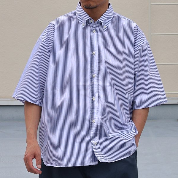 画像3: 吸水速乾・接触冷感・UVカット「多機能TECH 」 コットンライク ストライプ ボタンダウン ボクシーAライン ハーフスリーブシャツ【MADE IN JAPAN】『日本製』/ Upscape Audience