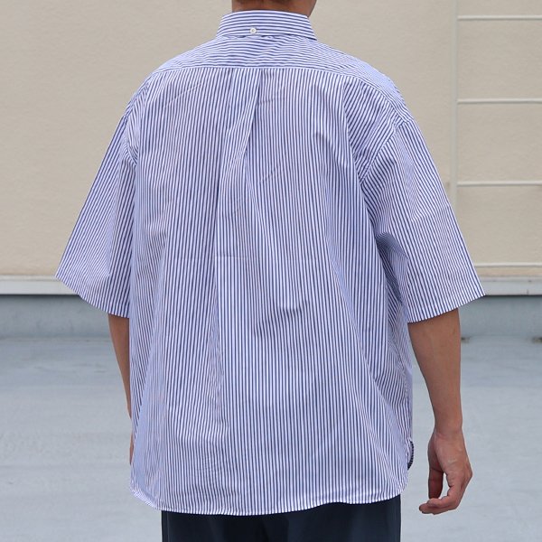 画像6: 吸水速乾・接触冷感・UVカット「多機能TECH 」 コットンライク ストライプ ボタンダウン ボクシーAライン ハーフスリーブシャツ【MADE IN JAPAN】『日本製』/ Upscape Audience