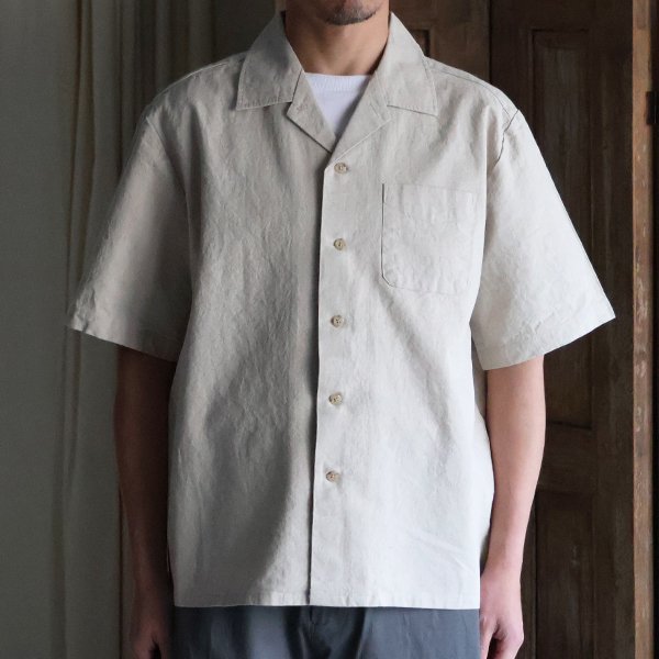 画像6: 「和歌山」綿麻ビンテージソフトキャンバス オープンカラー ハーフスリーブシャツ【MADE IN JAPAN】『日本製』/ Upscape Audience