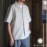 「和歌山」綿麻ビンテージソフトキャンバス オープンカラー ハーフスリーブシャツ【MADE IN JAPAN】『日本製』/ Upscape Audience