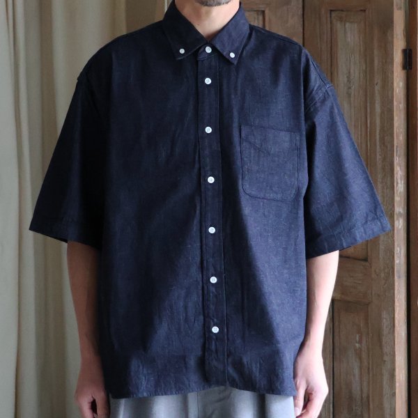 画像9: 「備後」 8オンス ムラデニム  ボタンダウン ボクシーAライン 半袖シャツ【MADE IN JAPAN】『日本製』/ Upscape Audience