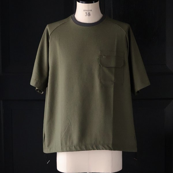 画像2: TECH サッカー ストライプ   コマンドセーターライクポケット バルーン 布帛Tシャツ【MADE IN JAPAN】『日本製』/ Upscape Audience