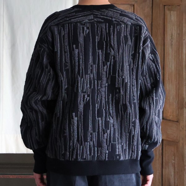 画像5: 「尾州」マルチカラー ストライプ 幾何柄コットンキルト ミリタリースリーブ フィンガーホール付き クルーネック【MADE IN JAPAN】『日本製』 / Upscape Audience
