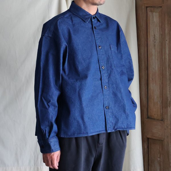 画像2: 「備中備後」KAIHARA DENIM®︎（10オンス） ボクシー クロップド 長袖シャツ【MADE IN JAPAN】『日本製』/ Upscape Audience