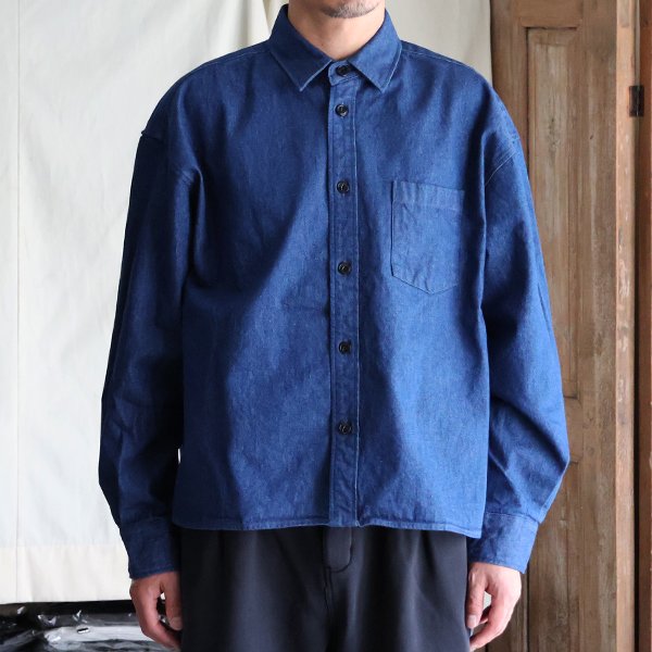 画像3: 「備中備後」KAIHARA DENIM®︎（10オンス） ボクシー クロップド 長袖シャツ【MADE IN JAPAN】『日本製』/ Upscape Audience