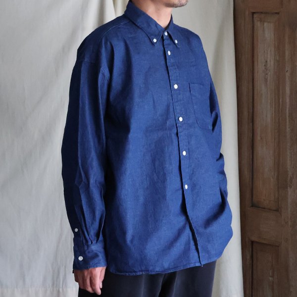 画像2: 「備中備後」 KAIHARA DENIM®(8オンス) カイハラデニム ボタンダウン ボクシーAライン 長袖シャツ【MADE IN JAPAN】『日本製』【送料無料】/ Upscape Audience