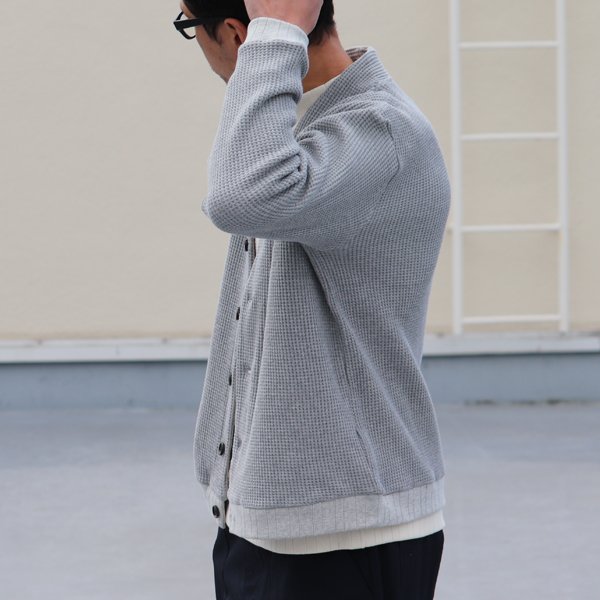 画像4: ビッグワッフル モックVネック カーディガン【MADE IN JAPAN】『日本製』 / Upscape Audience